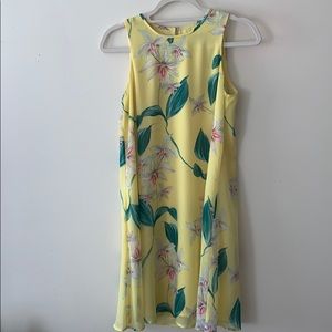 Yellow flowery shift dress